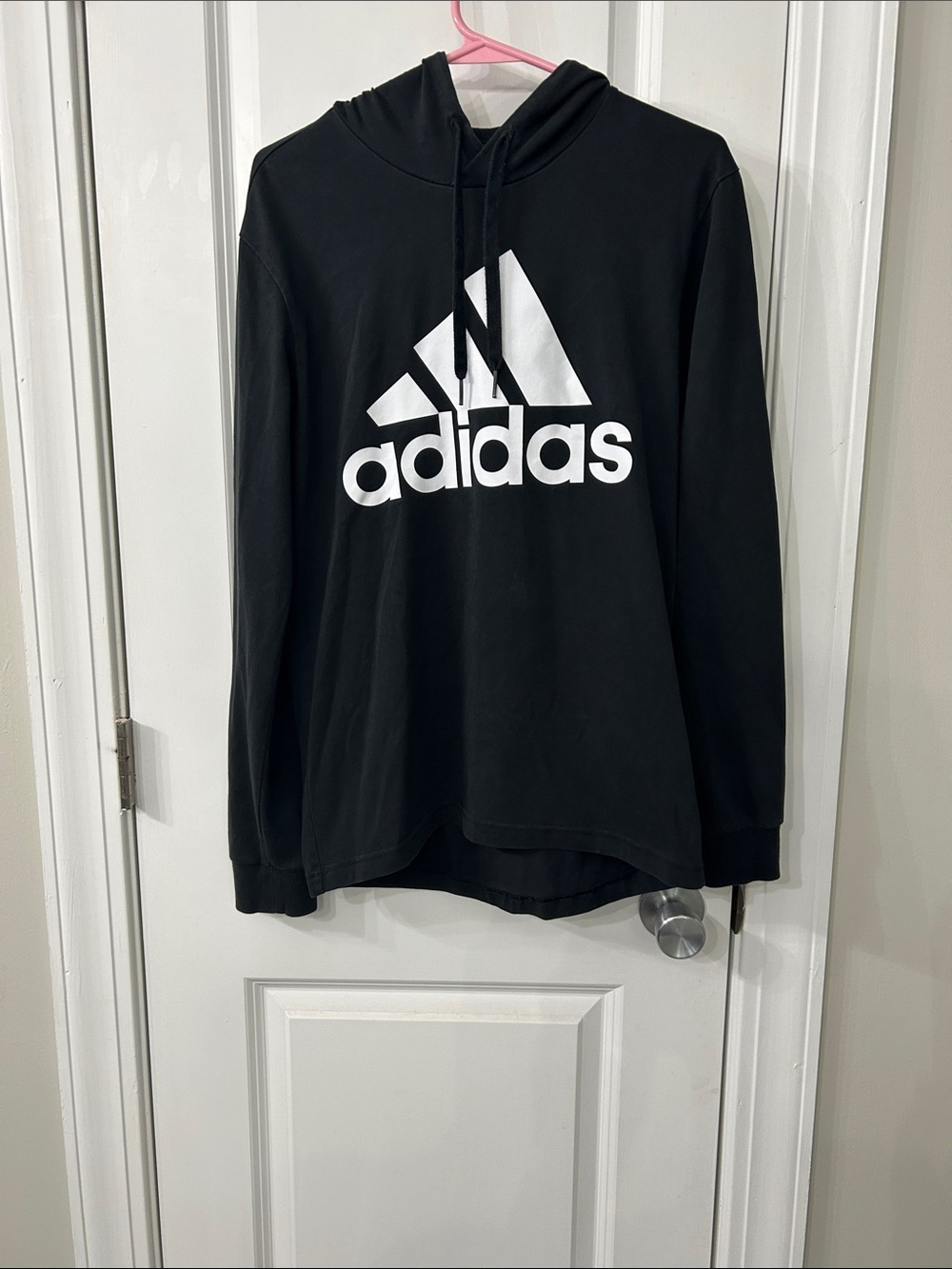 adidas Men’s Black Hoodie with White Logo